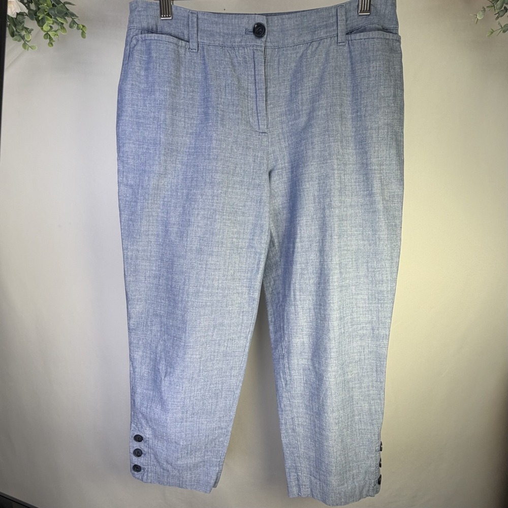 Womens Pants-TALBOTS-blue 100% cotton "Perfect Crop Pant" Capri Size 6P